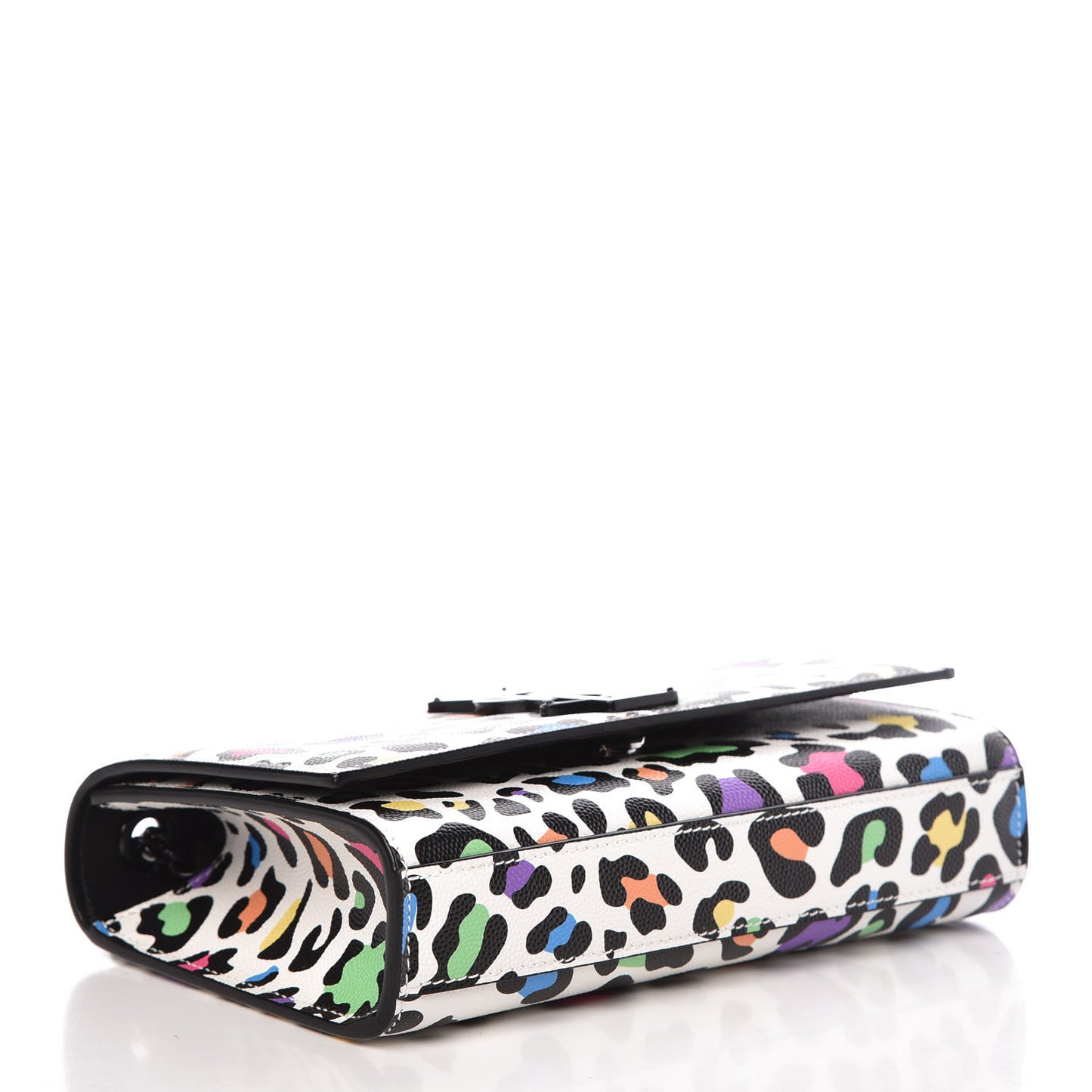 Grain De Poudre Small Classic Monogram Multicolor Leopard Print Kate Satchel White