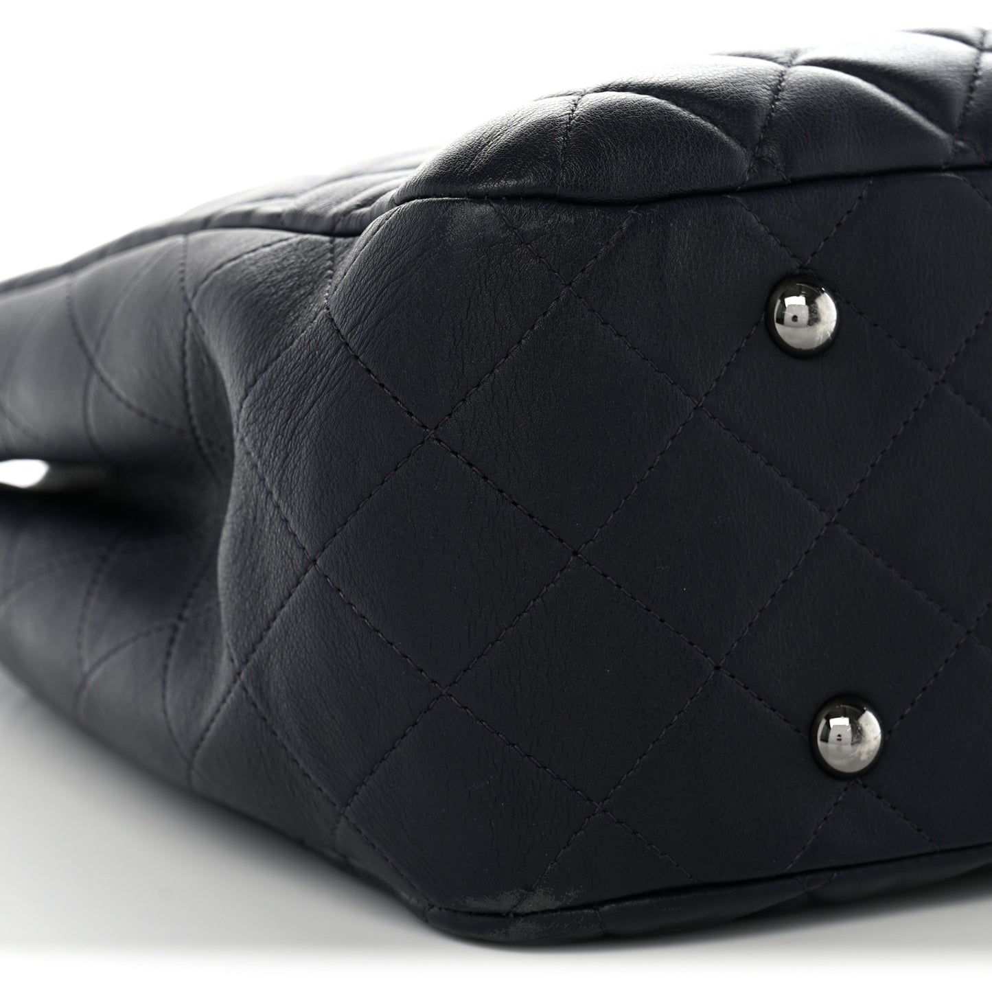 Calfskin Quilted Large CC Shopping Tote Dark Purple