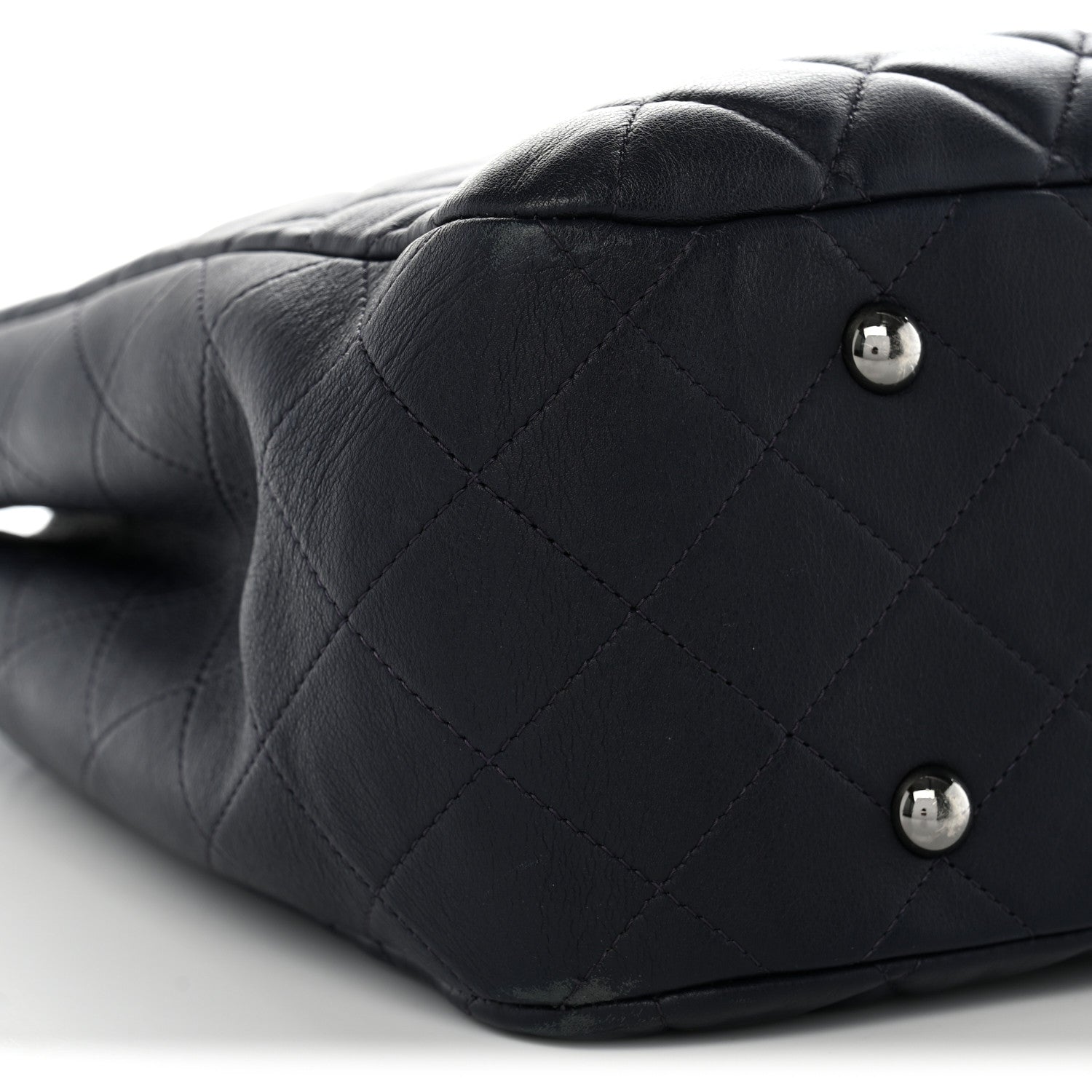 Chanel Calfskin Quilted Large CC Shopping Tote Dark Purple 10 of 11