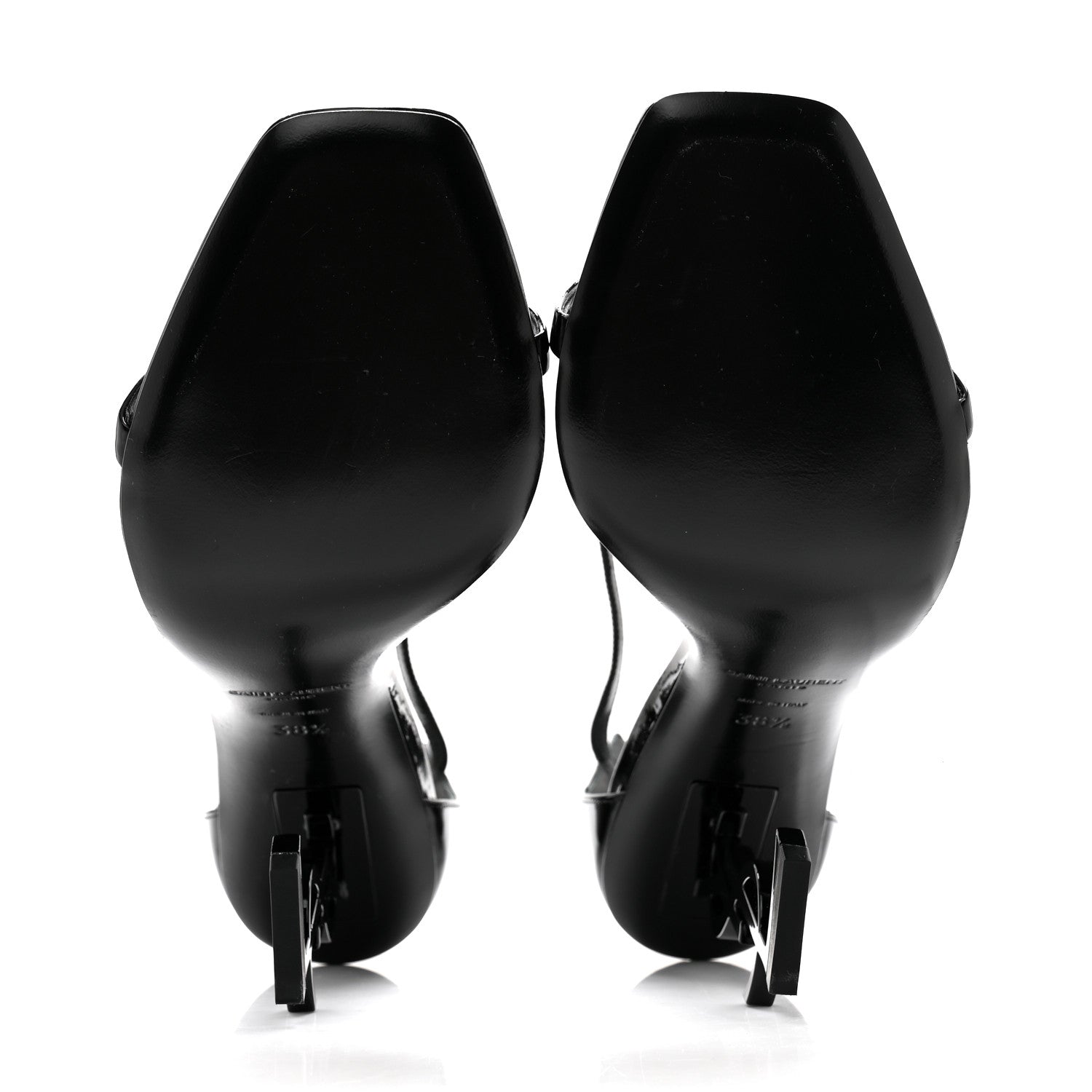 Saint Laurent Patent Calfskin Opyum 110 Sandals 38.5 Black 5 of 8
