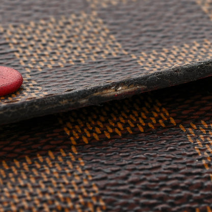 Louis Vuitton Damier Ebene Emilie Wallet Red 7 of 9