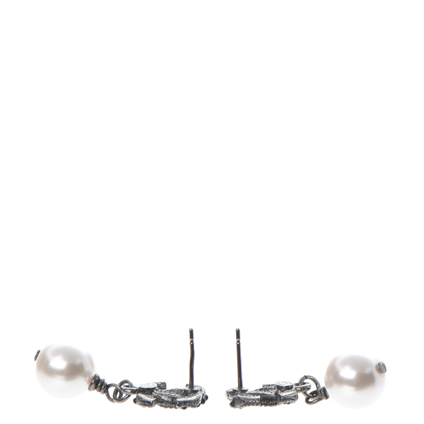 Ruthenium CC Pearl Drop Earrings