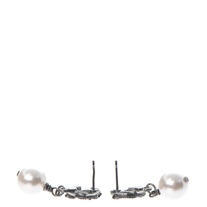 Chanel Ruthenium CC Pearl Drop Earrings 3 of 6