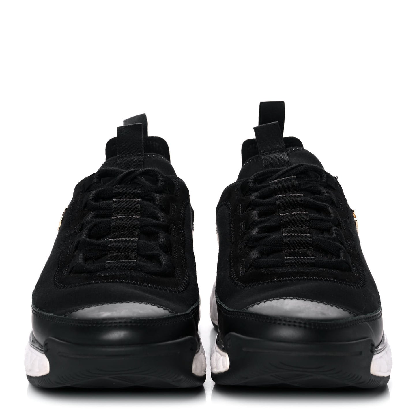 Velvet Calfskin Mixed Fibers CC Sneakers 36.5 Black
