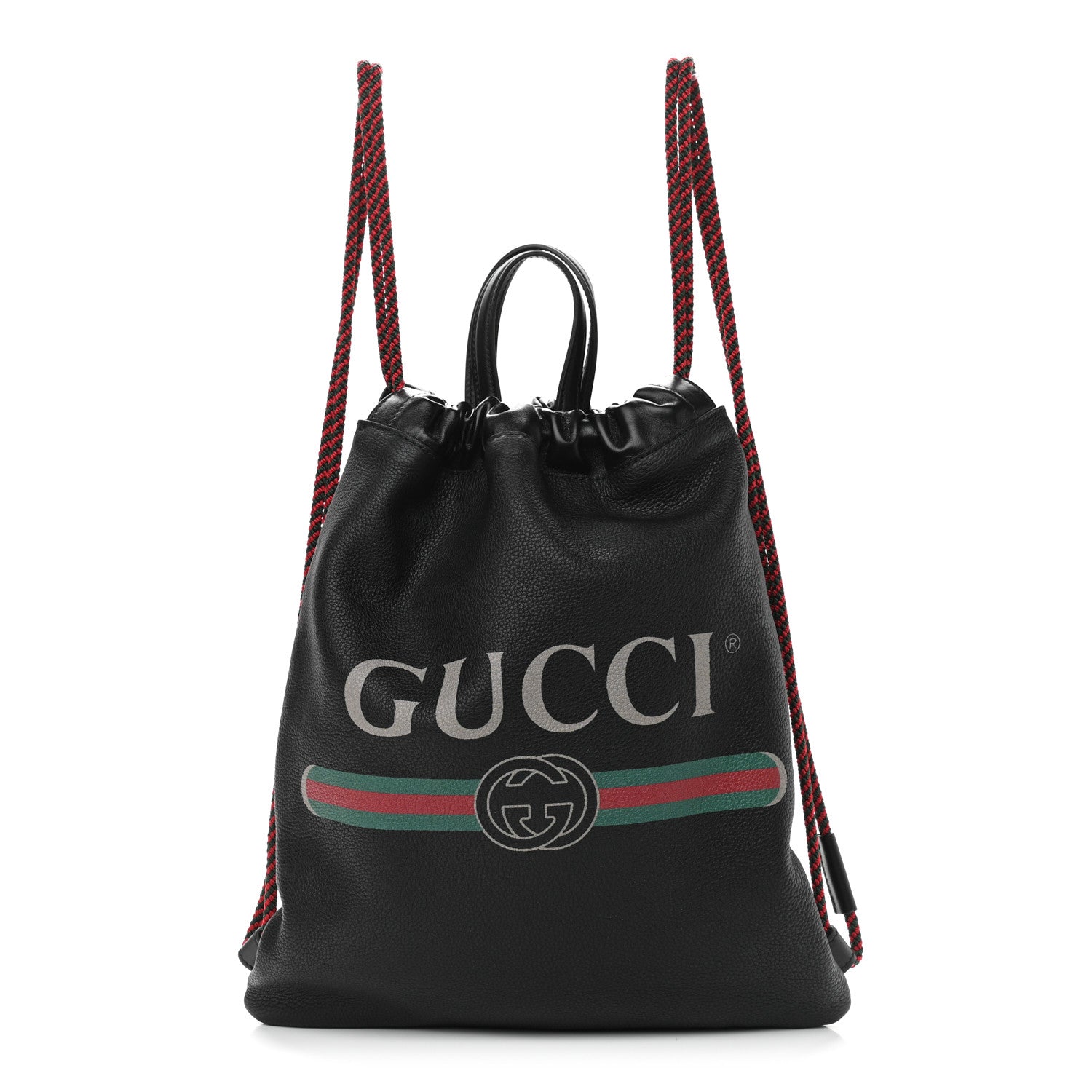 Gucci Calfskin Logo Drawstring Backpack Black 3 of 10