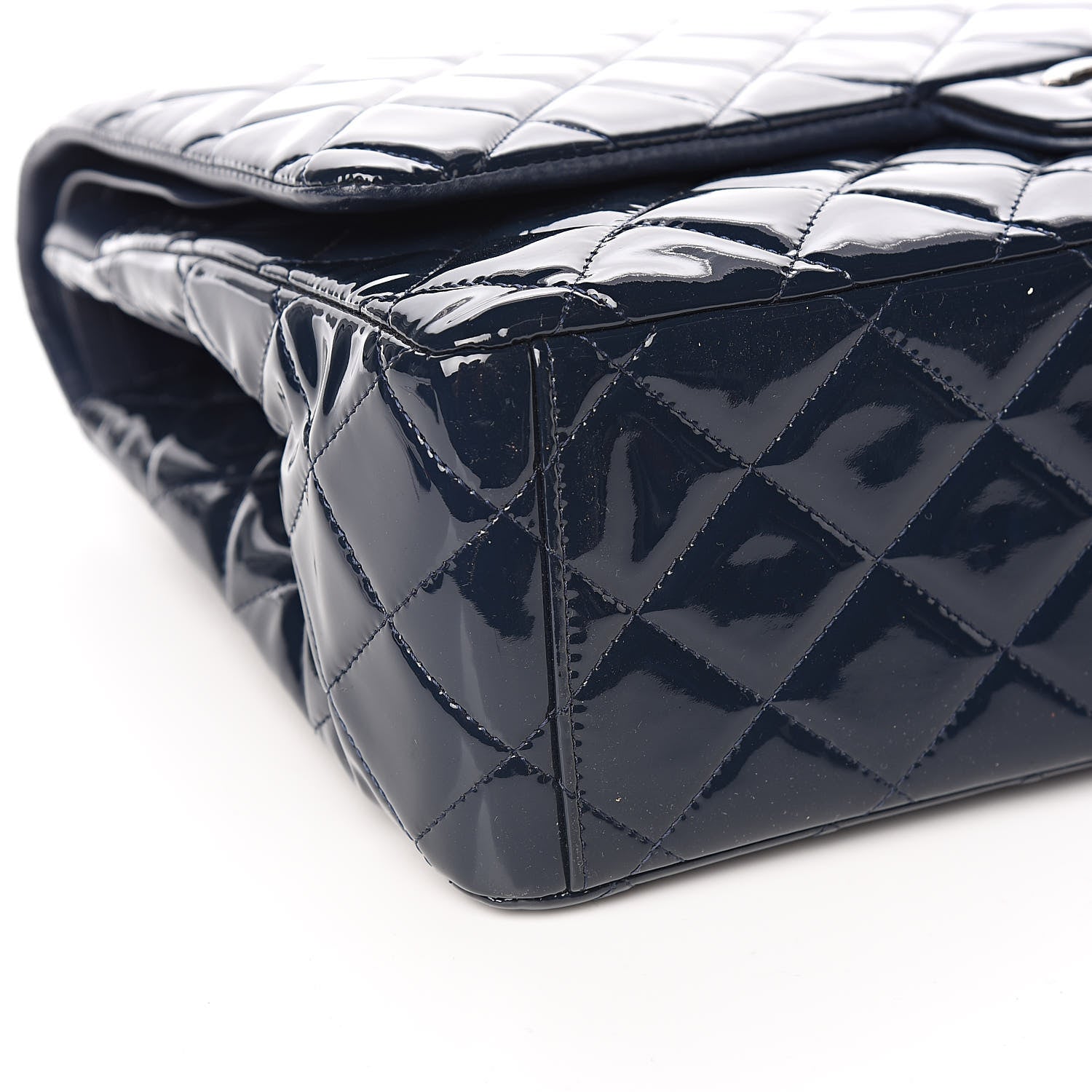 Chanel Patent Quilted Maxi Double Flap Navy Blue 9 of 11