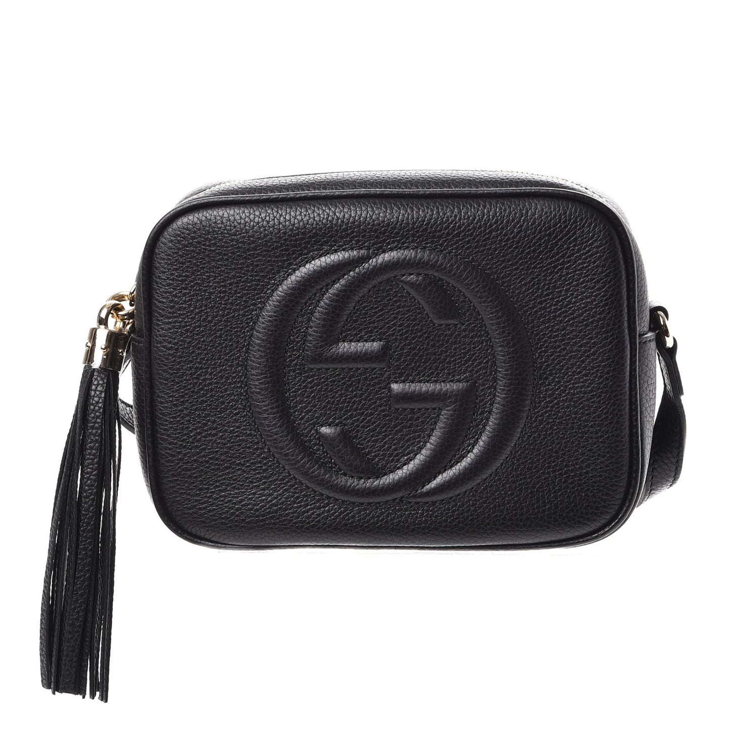 Pebbled Calfskin Small Soho Disco Bag Black