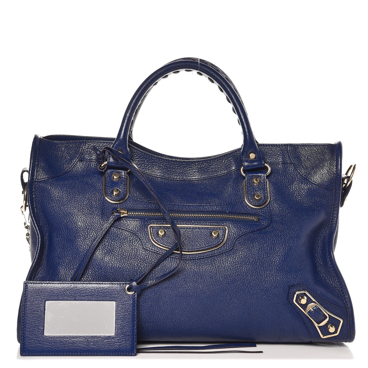 Chevre Gold Metallic Edge Hardware City Bleu Roi