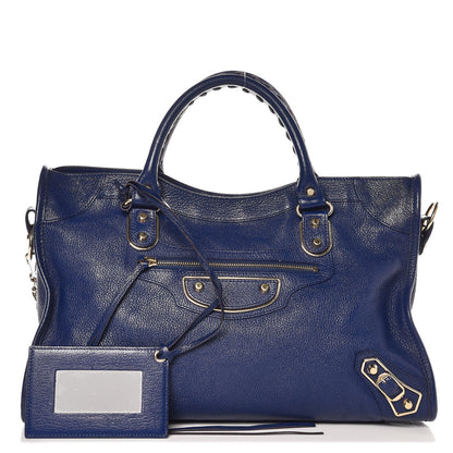 Balenciaga Chevre Gold Metallic Edge Hardware City Bleu Roi 1 of 10