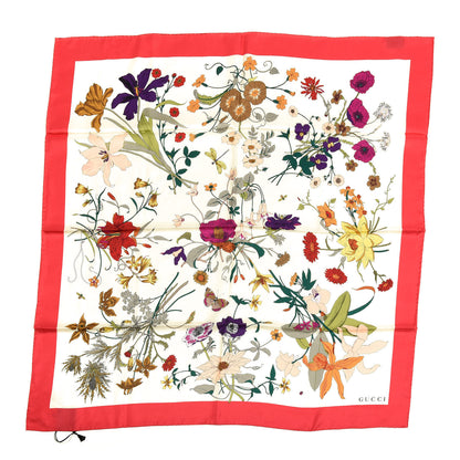 Gucci Silk Flora Gothic Square Scarf Ivory Red 1 of 3