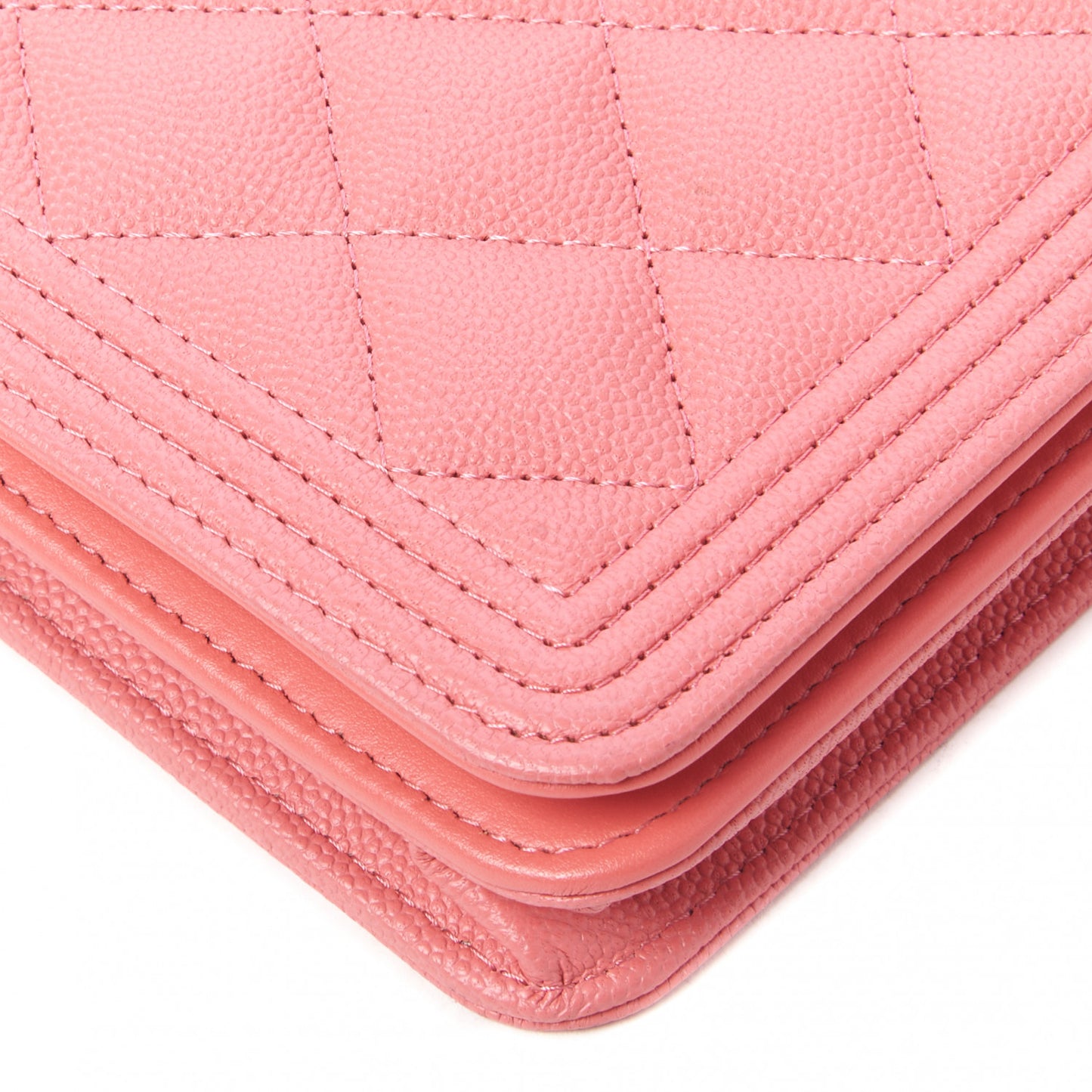 Caviar Quilted Boy Wallet On Chain WOC Pink