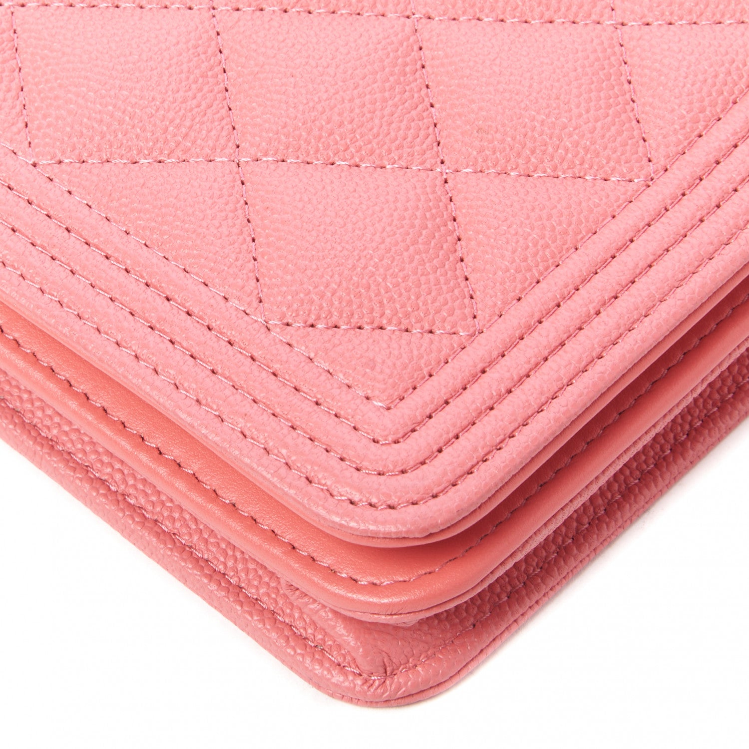 Chanel Caviar Quilted Boy Wallet On Chain WOC Pink 5 of 10