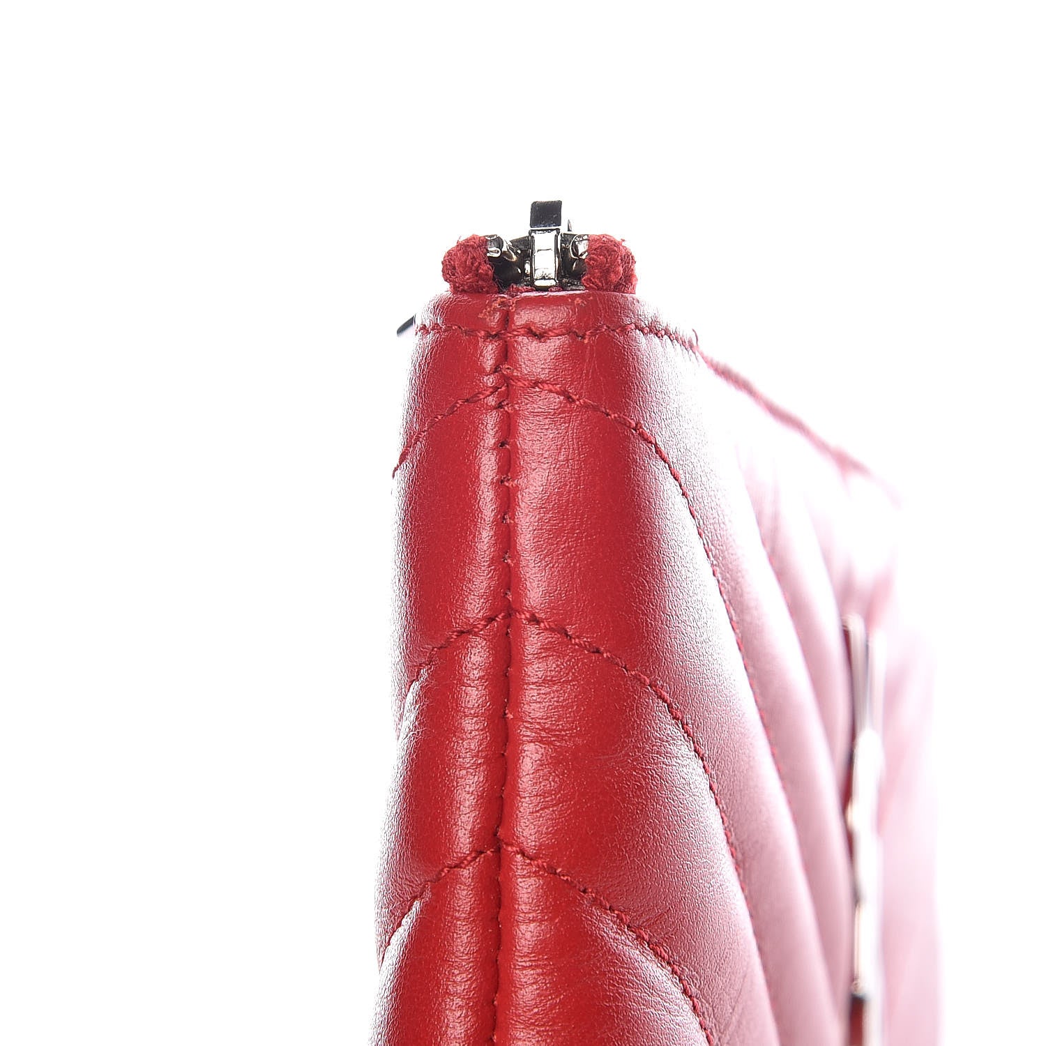 Saint Laurent Calfskin Matelasse Chevron Monogram Pouch Red 11 of 12