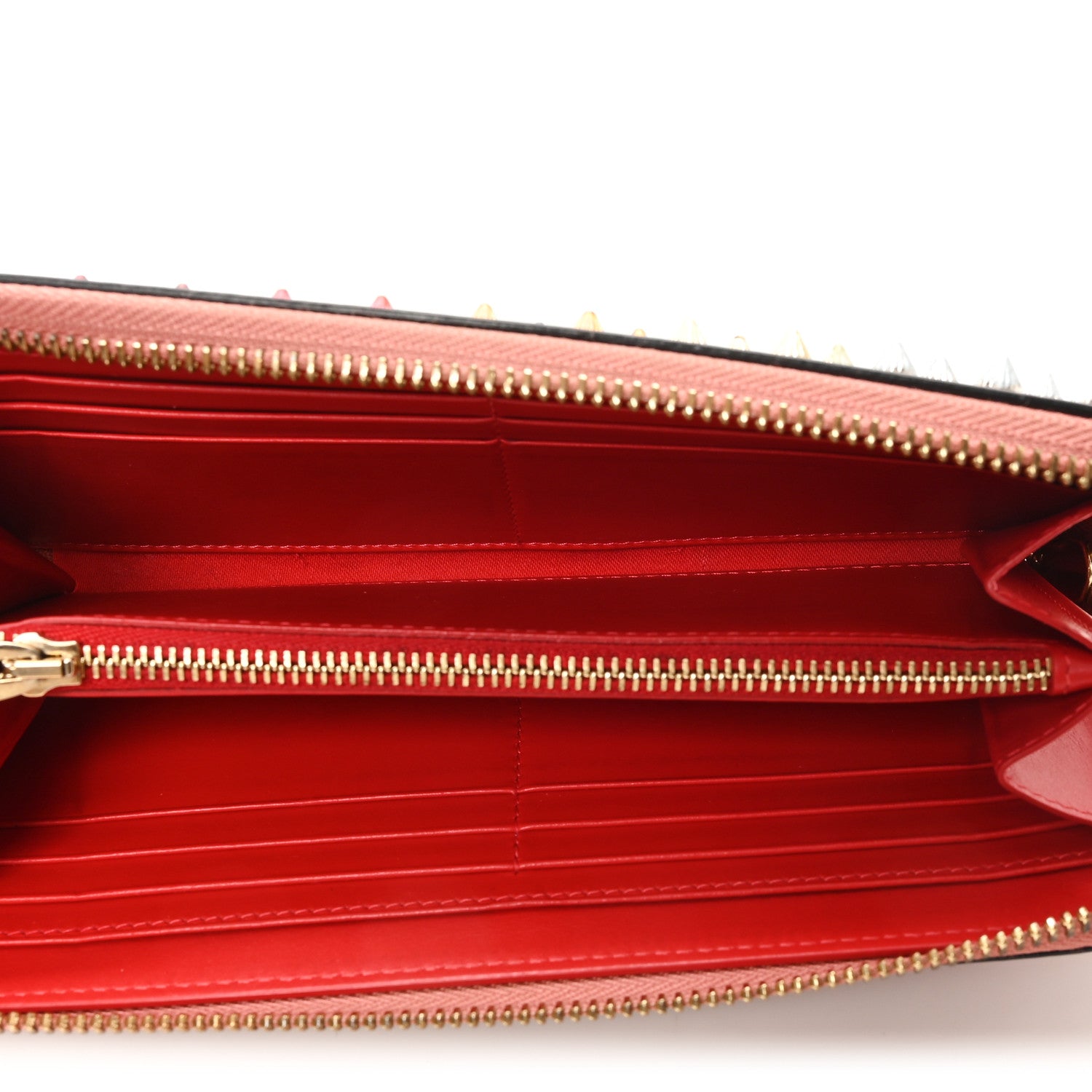 Christian Louboutin Calfskin Panettone Spiked Zip Around Wallet Pink Multicolor 5 of 6