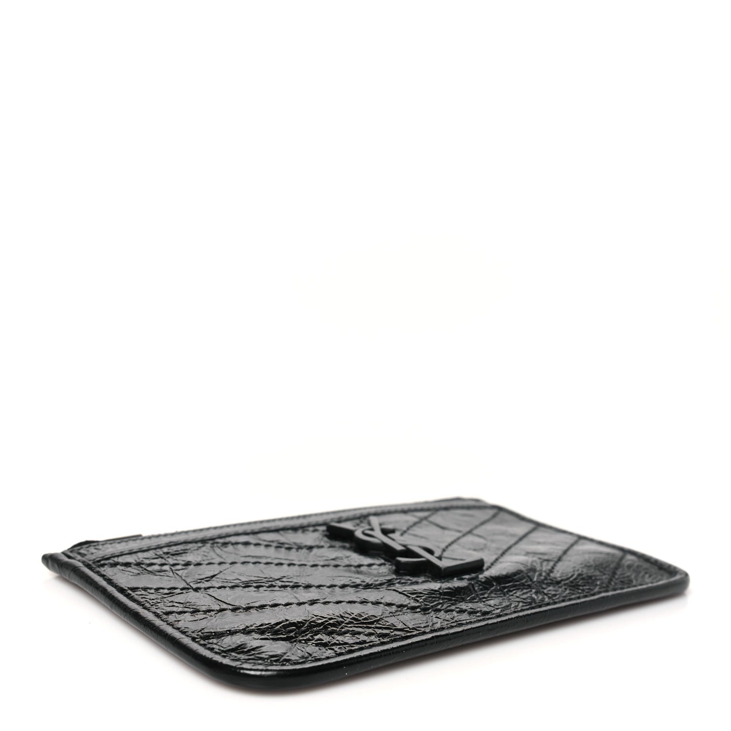 Crinkled Calfskin Matelasse Monogram Niki Bill Pouch Black