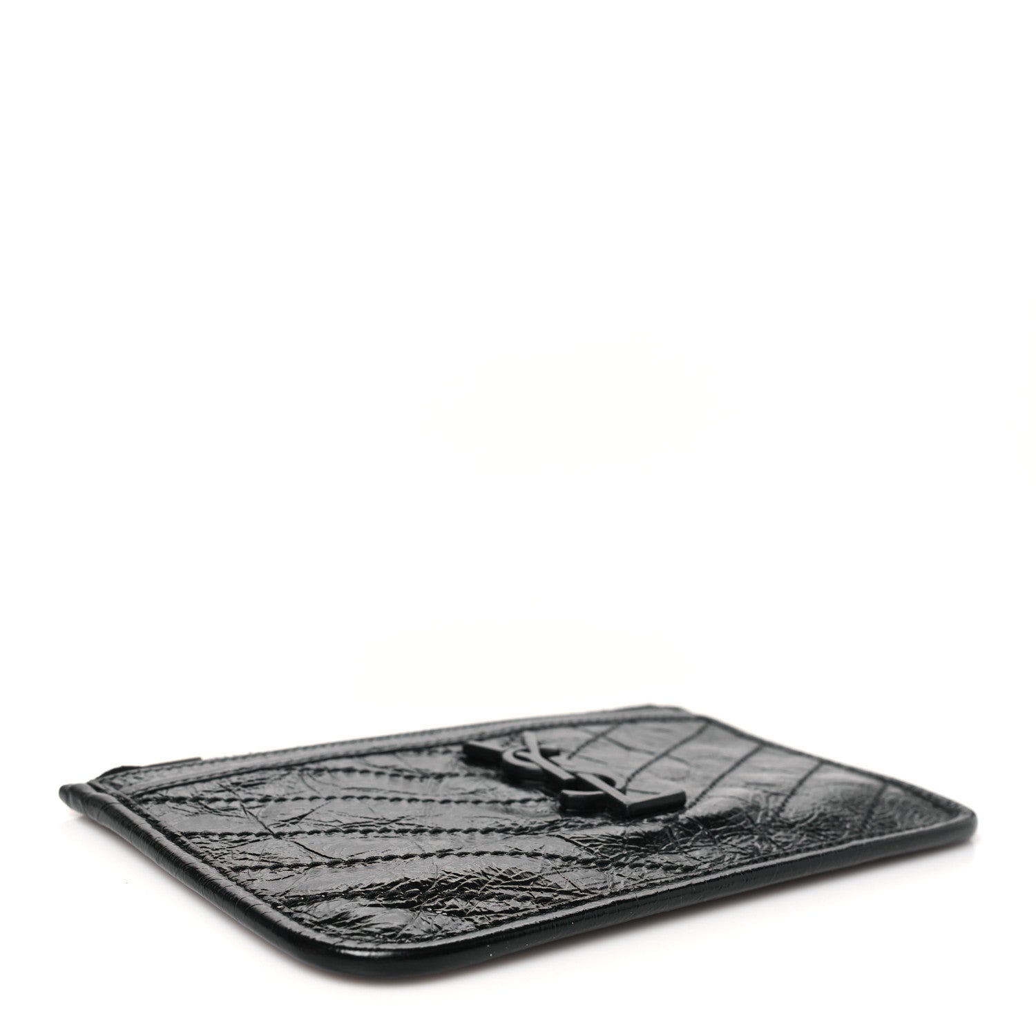 Saint Laurent Crinkled Calfskin Matelasse Monogram Niki Bill Pouch Black 4 of 8