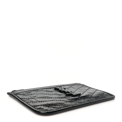 Saint Laurent Crinkled Calfskin Matelasse Monogram Niki Bill Pouch Black 4 of 8