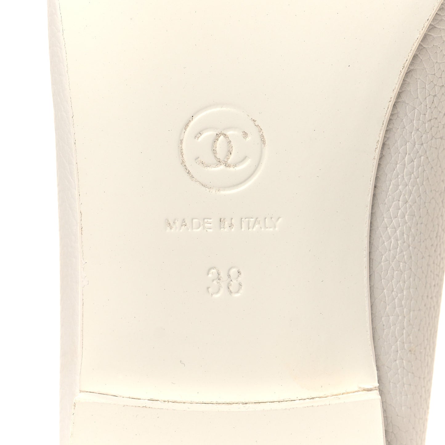 Calfskin Patent CC Cap Toe Ballerina Flats 38 White Red
