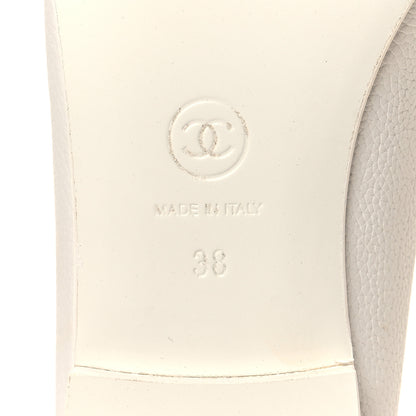 Chanel Calfskin Patent CC Cap Toe Ballerina Flats 38 White Red 7 of 9
