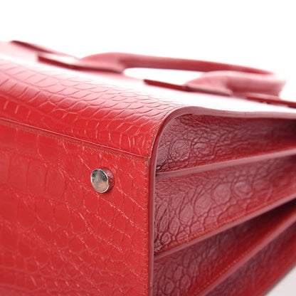 Saint Laurent Calfskin Crocodile Embossed Small Sac De Jour Eros Red 13 of 14