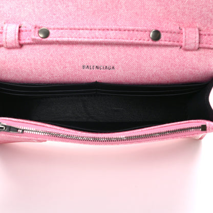 Balenciaga Nappa Denim Printed Hourglass Chain Bag Denim Pink 5 of 14