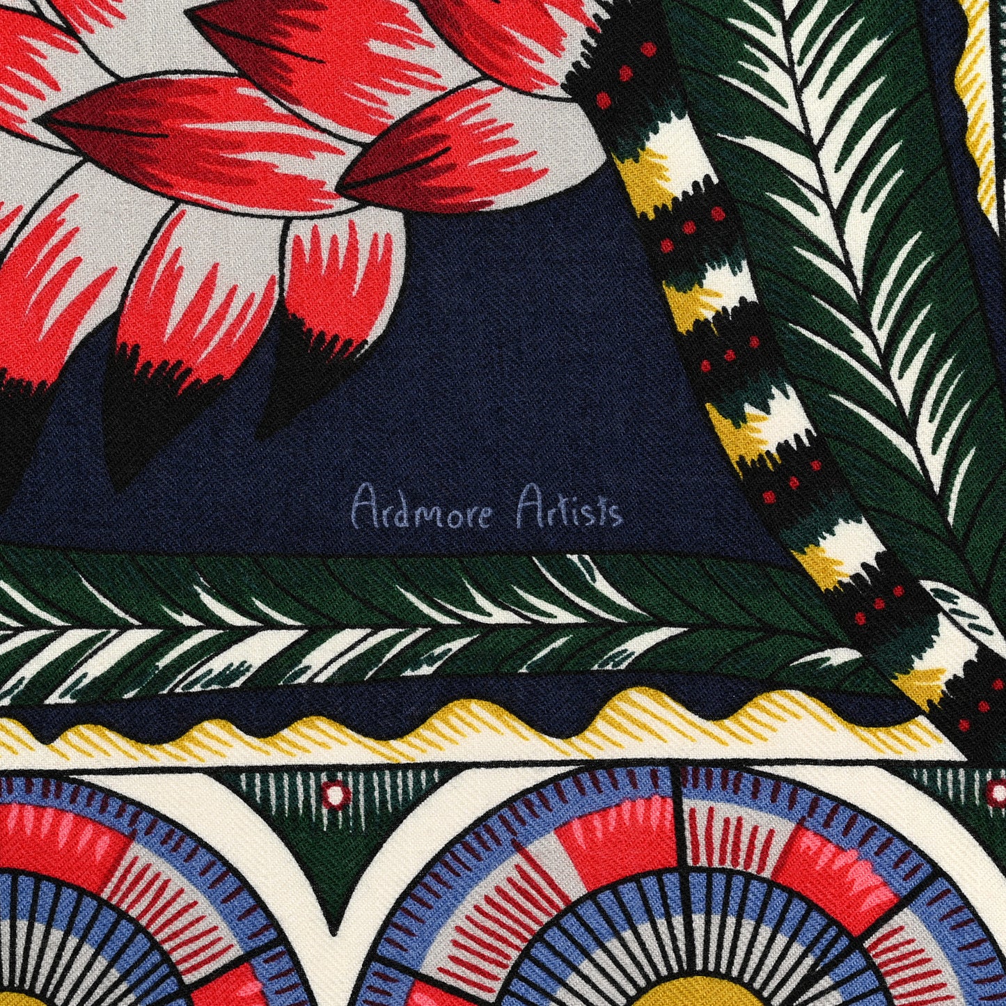 Cashmere Silk The Savana Dance Shawl 140 Marine Vert Corail