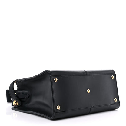 Fendi Vitello Seta Glazed Fabric FF 1974 Medium Peekaboo X-Lite Black Mogano Panna 4 of 13
