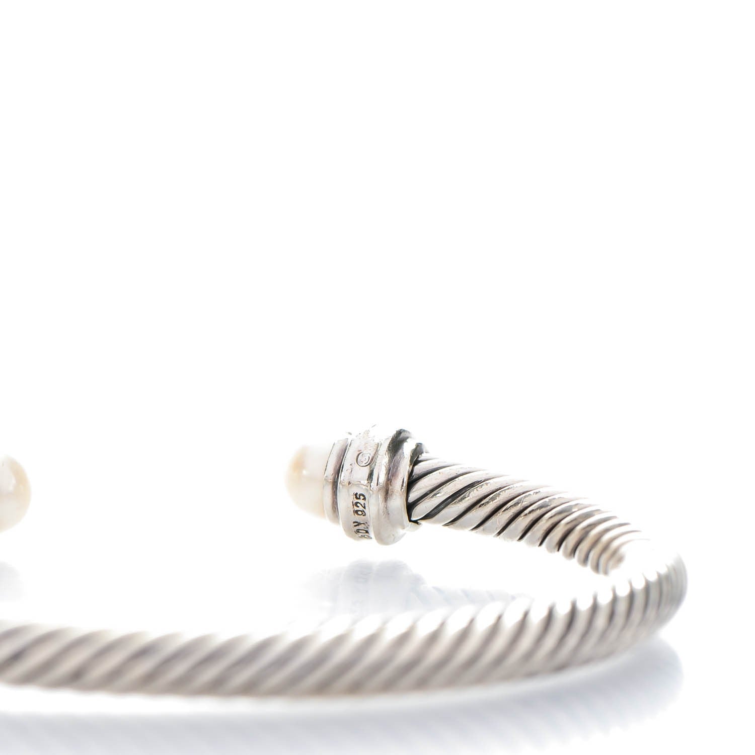 David Yurman Sterling Silver Diamond Pearl 5mm Cable Classics Princess Bracelet 5 of 5