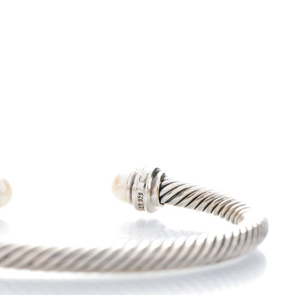 David Yurman Sterling Silver Diamond Pearl 5mm Cable Classics Princess Bracelet 5 of 5