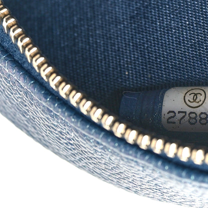 Chanel Iridescent Caviar Quilted Round Clutch With Chain Blue 7 of 10