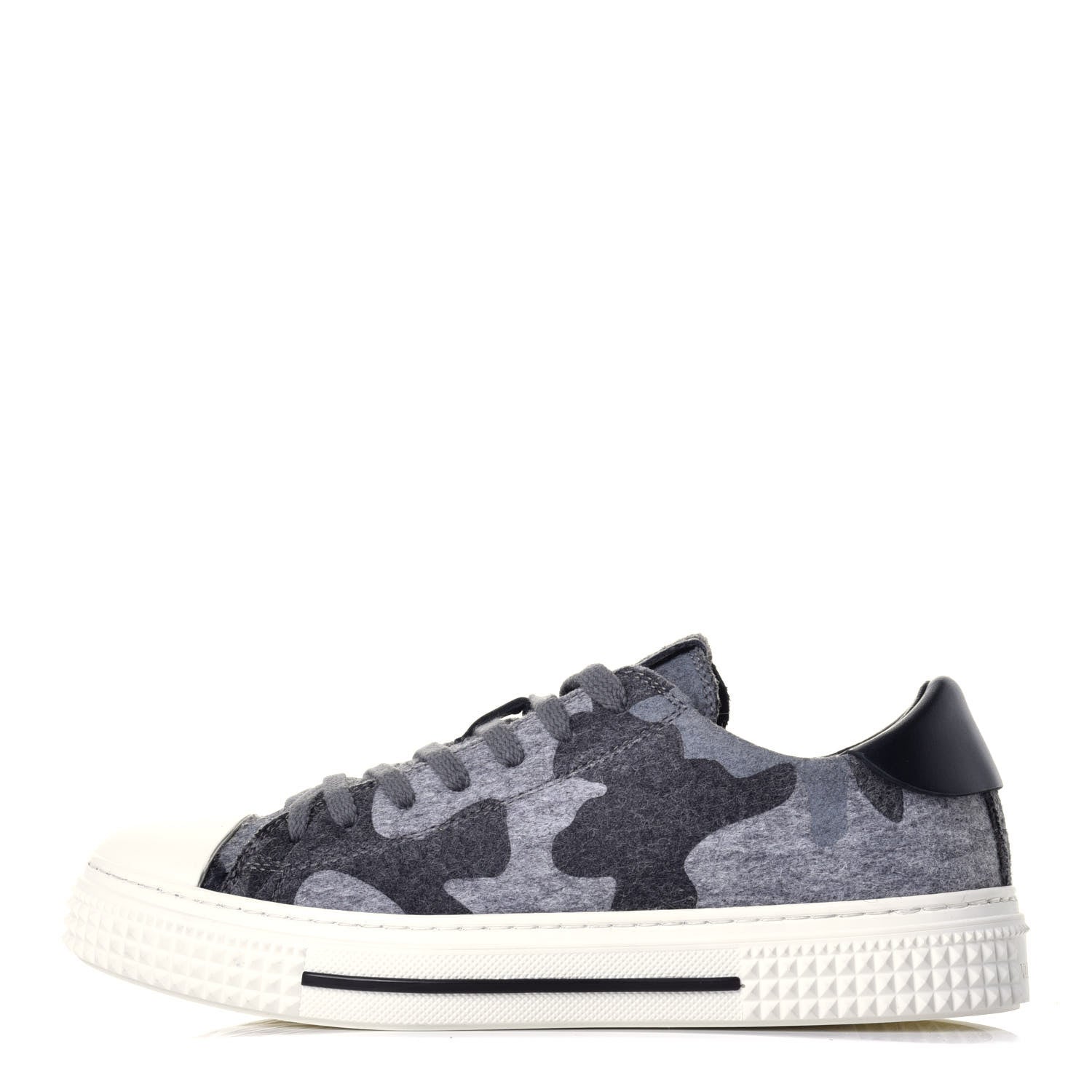 Valentino Garavani Cotton Felt Camouflage Womens Low Top Sneakers 38 Grey 1 of 8