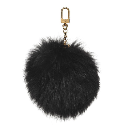 Louis Vuitton Fox Fur Fuzzy Bubble Bag Charm Black 1 of 3