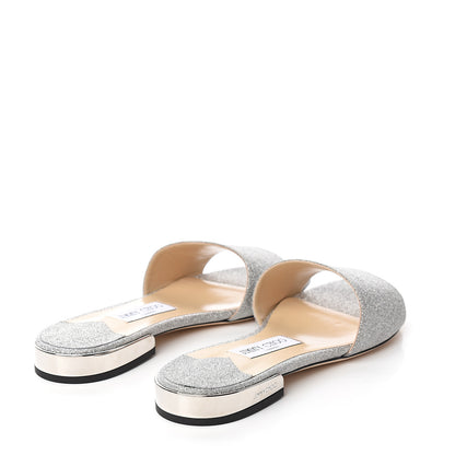 Jimmy Choo Glitter Joni Flat Slide Sandals 38.5 Silver 4 of 8