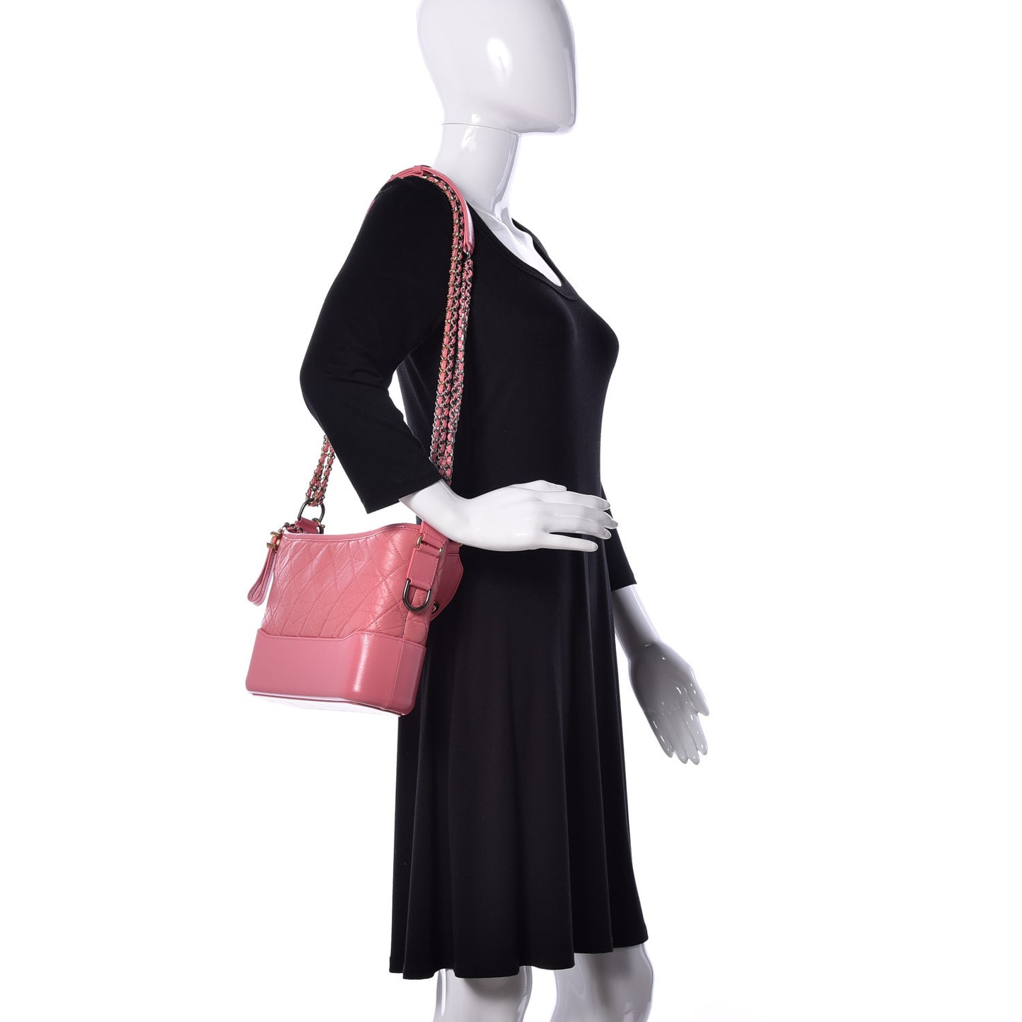 Aged Smooth Calfskin Quilted Medium Gabrielle Logo Hobo Pink