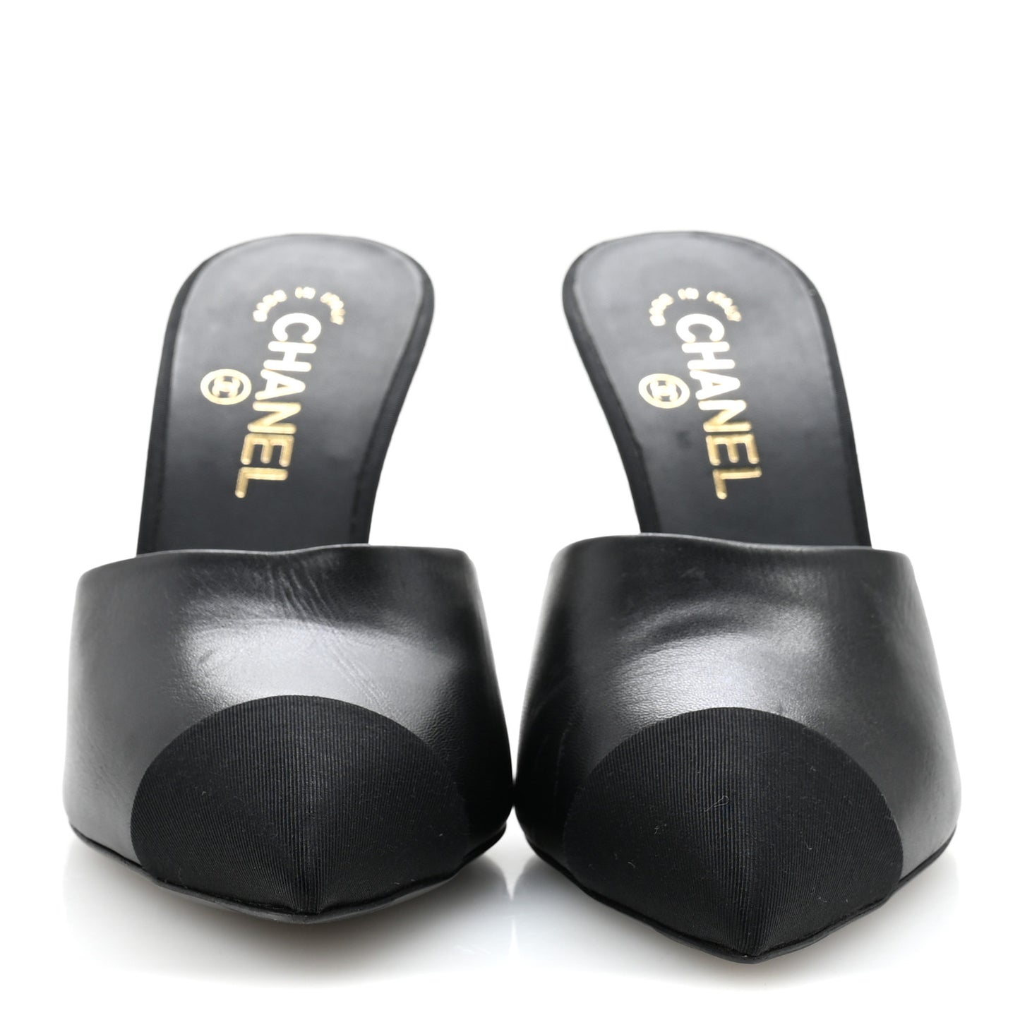 Goatskin Grosgrain Cap Toe Pearl Mule 39 Black