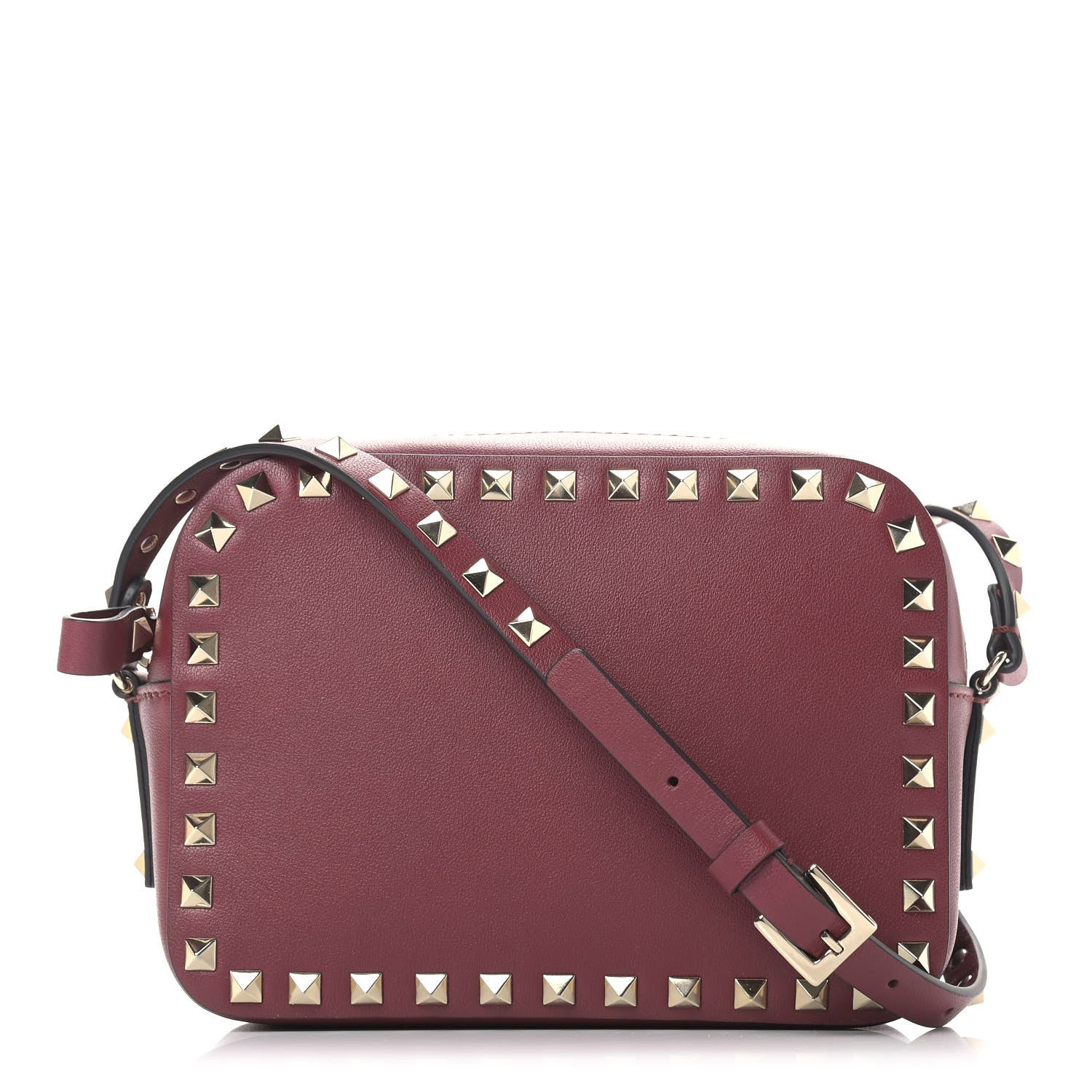 Valentino Garavani Calfskin Rockstud Camera Crossbody Bag Cerise 1 of 7