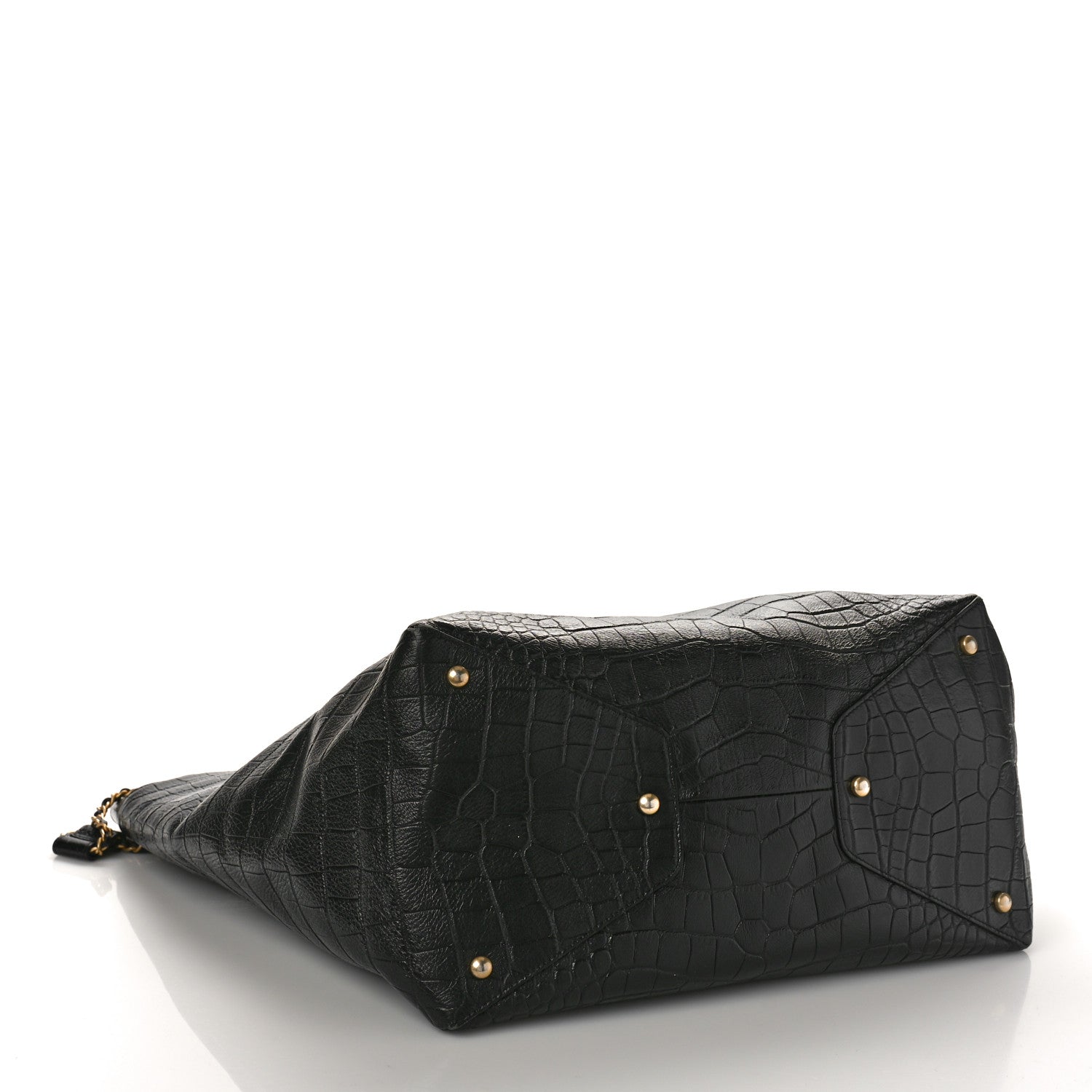 Chanel Calfskin Crocodile Embossed Large Cocodile Shopping Tote Black 4 of 8