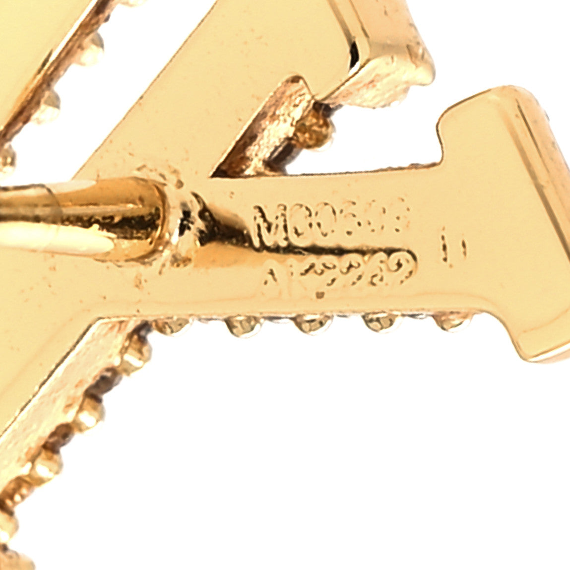 Louis Vuitton Metal Crystal LV Iconic Earrings Gold 4 of 4
