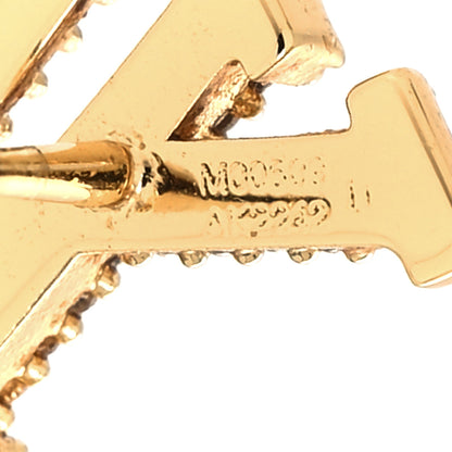 Louis Vuitton Metal Crystal LV Iconic Earrings Gold 4 of 4