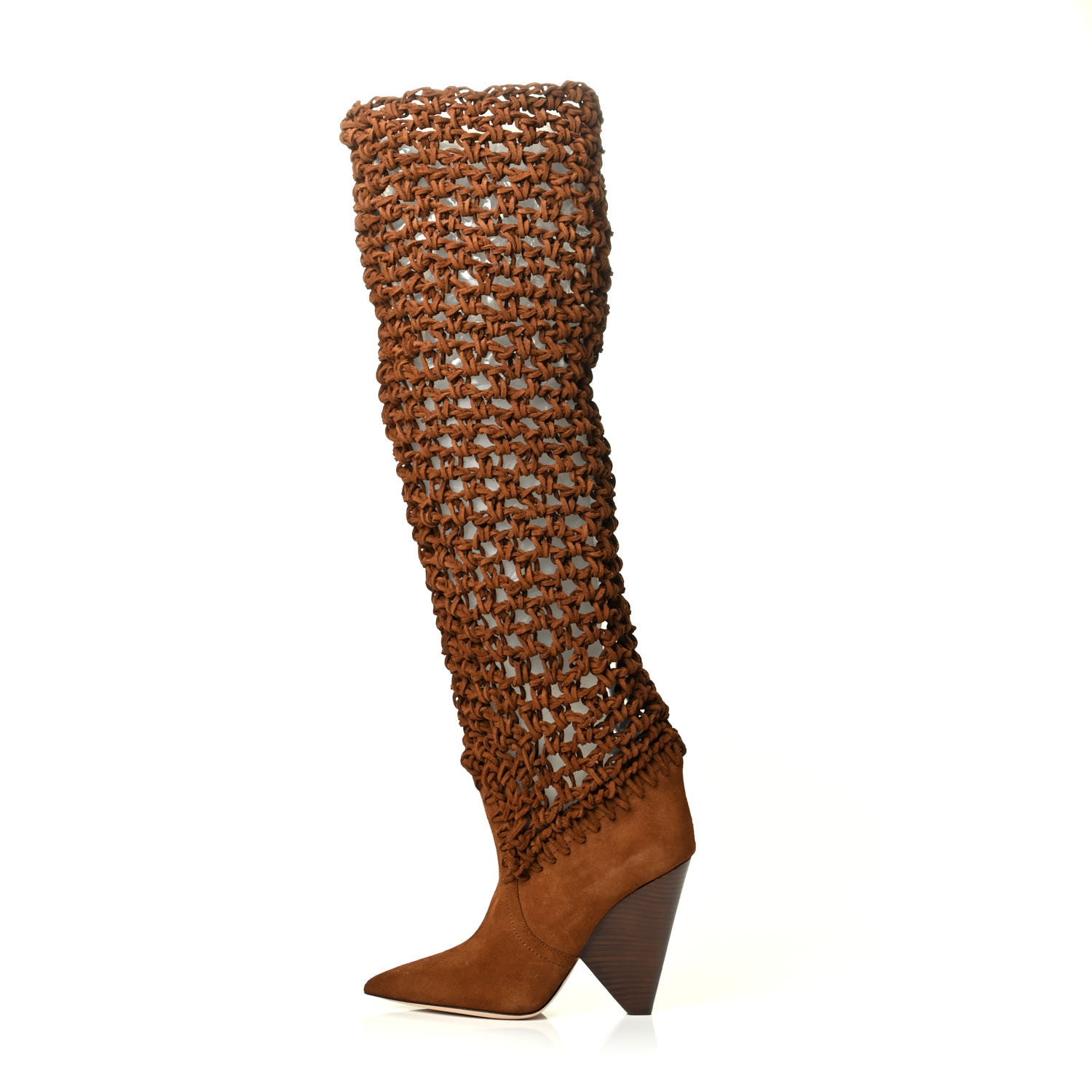 Saint Laurent Suede Twine Soho Niki 105 Thigh High Boots 39 Light Land 2 of 15