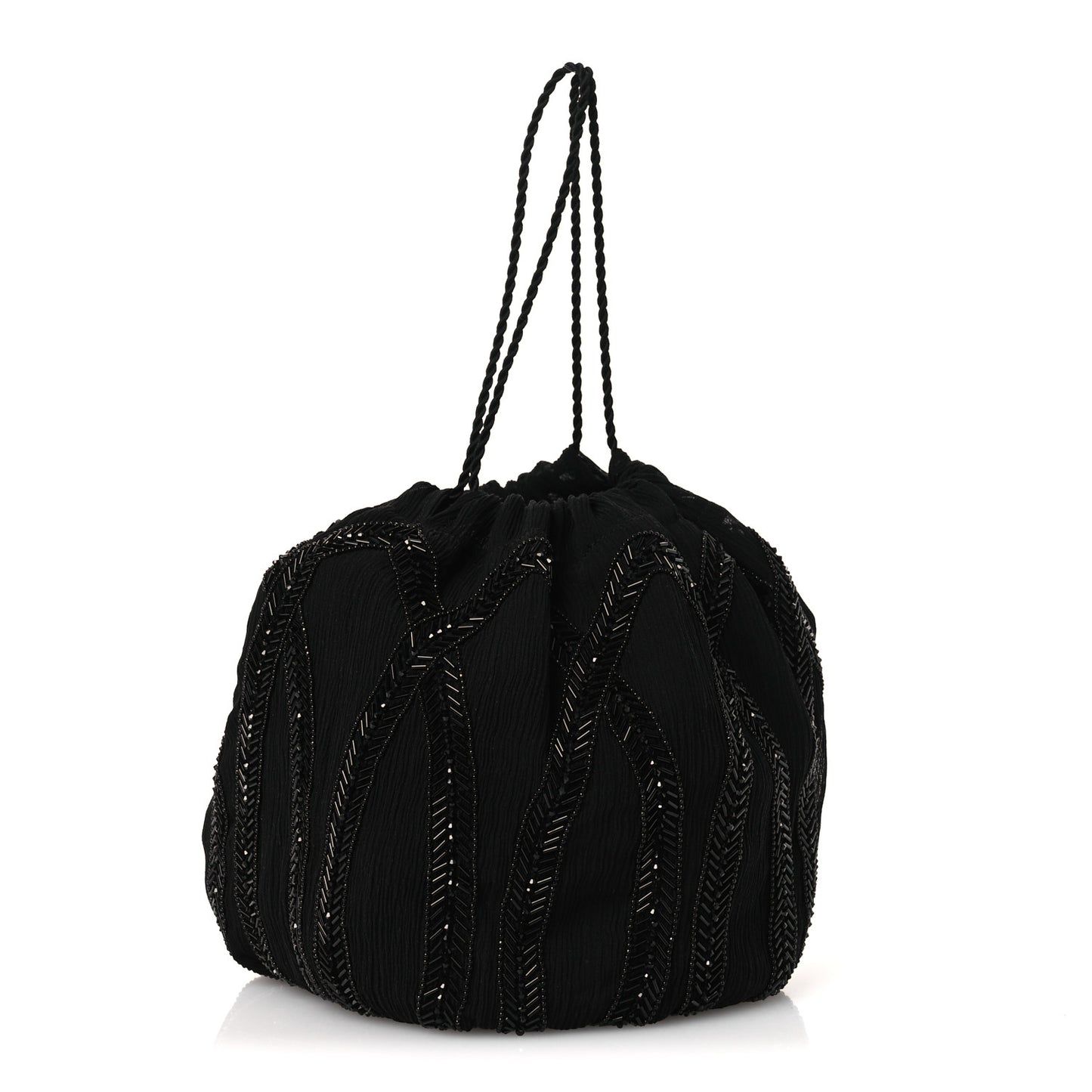 Chiffron Beaded Pochon Souple Bag Black