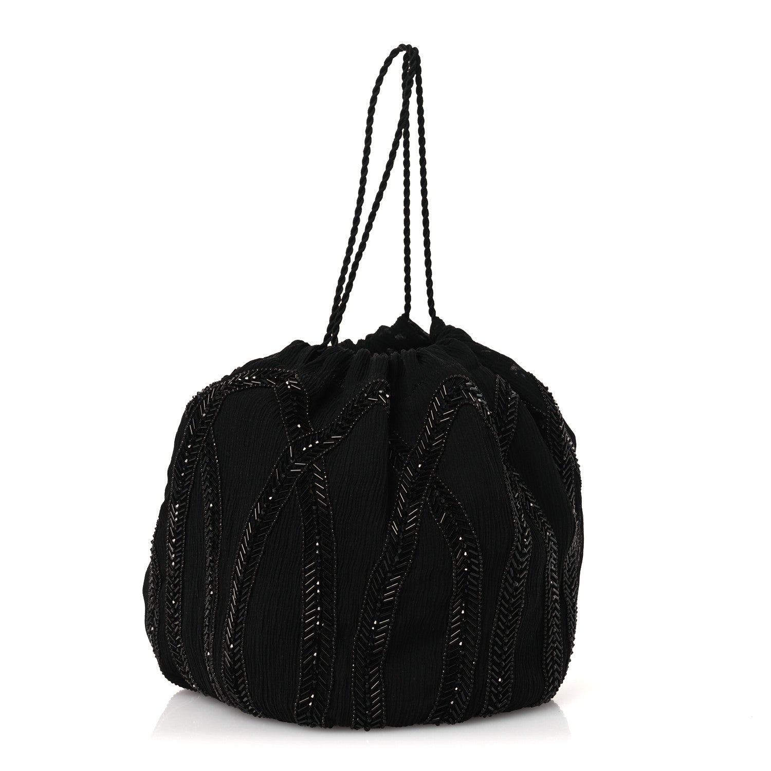Saint Laurent Chiffron Beaded Pochon Souple Bag Black 3 of 10