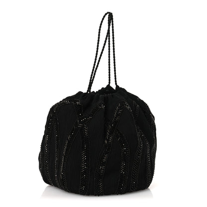 Saint Laurent Chiffron Beaded Pochon Souple Bag Black 3 of 10