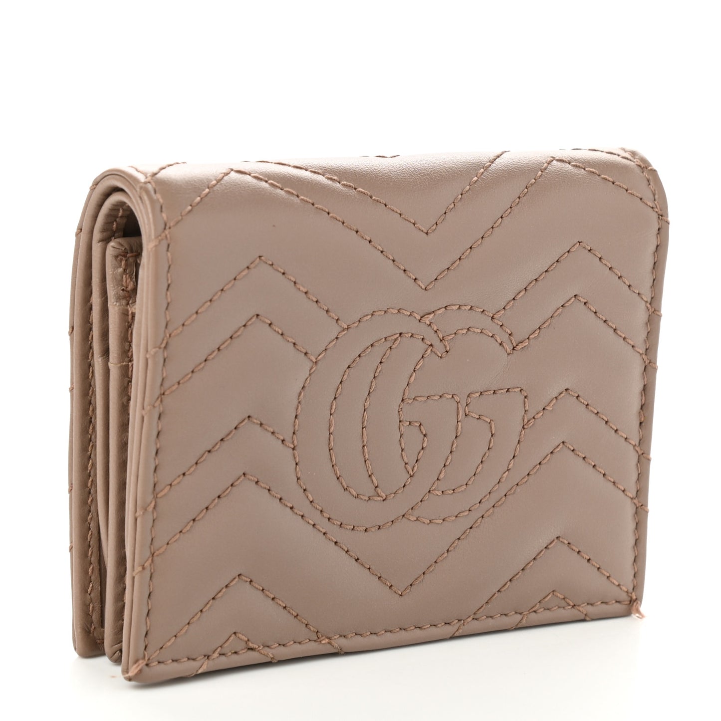 Calfskin Matelasse GG Marmont Card Case Wallet Porcelain Rose