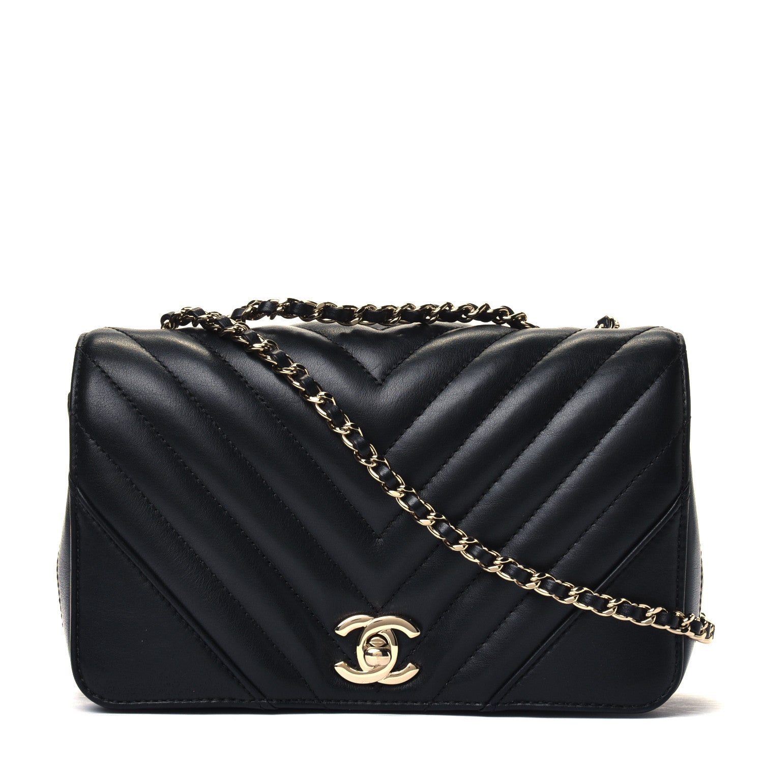 Chanel Calfskin Chevron Quilted Mini Statement Flap Black 1 of 5