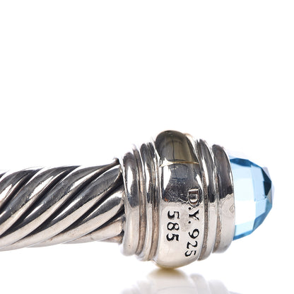 David Yurman Sterling Silver 14K Yellow Gold Blue Topaz 5mm Cable Classics Bracelet 5 of 6