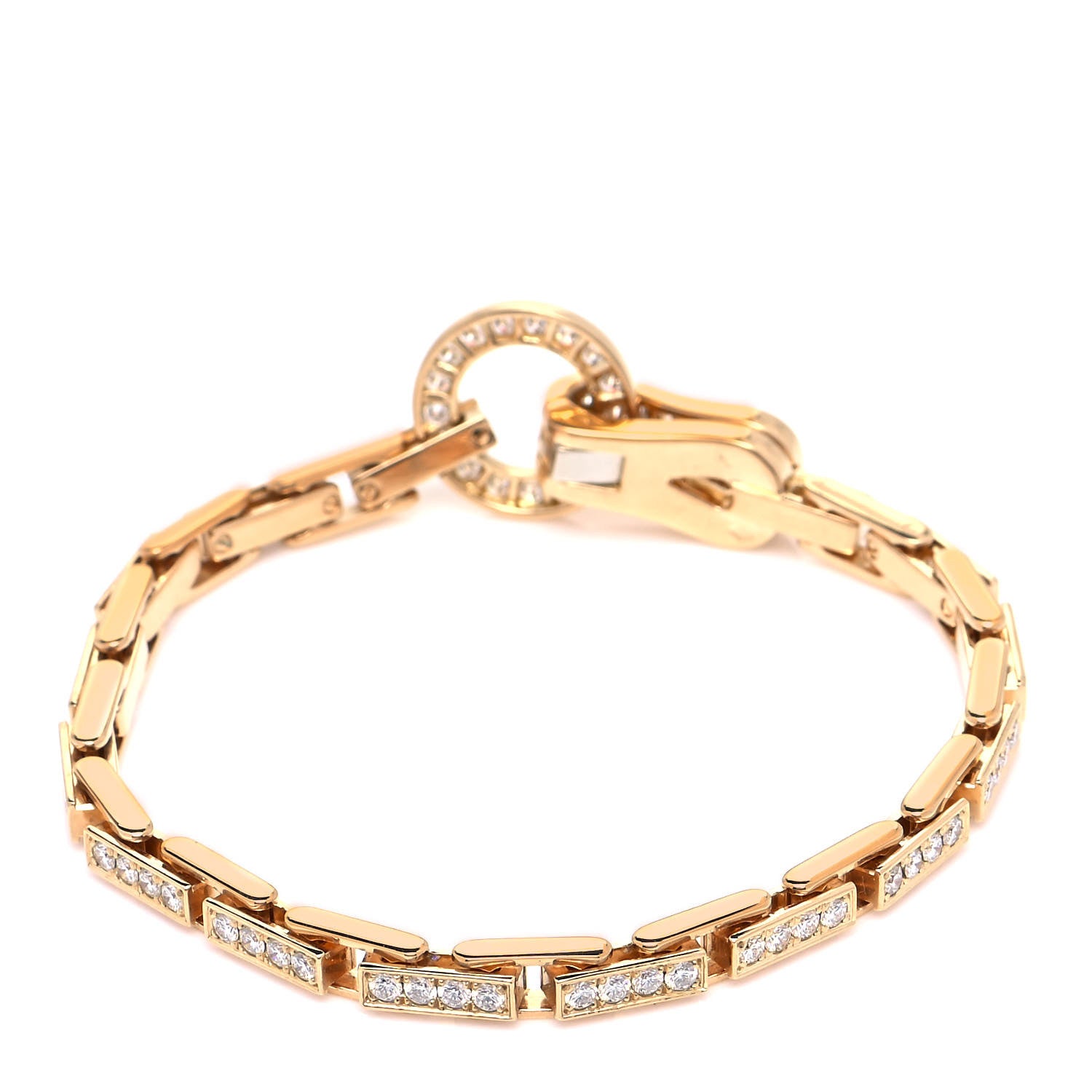 Cartier 18K Yellow Gold Diamond Agrafe Link Bracelet 5 of 7
