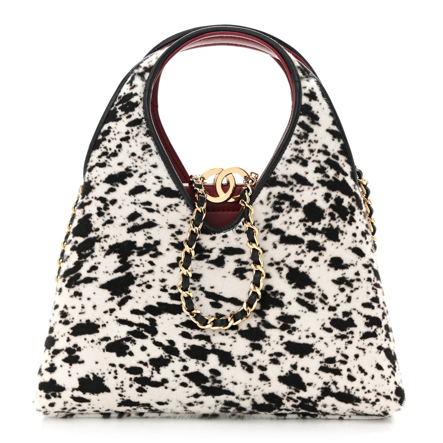 Pony Hair Printed Chic Lady Small Shopping Tote White Black