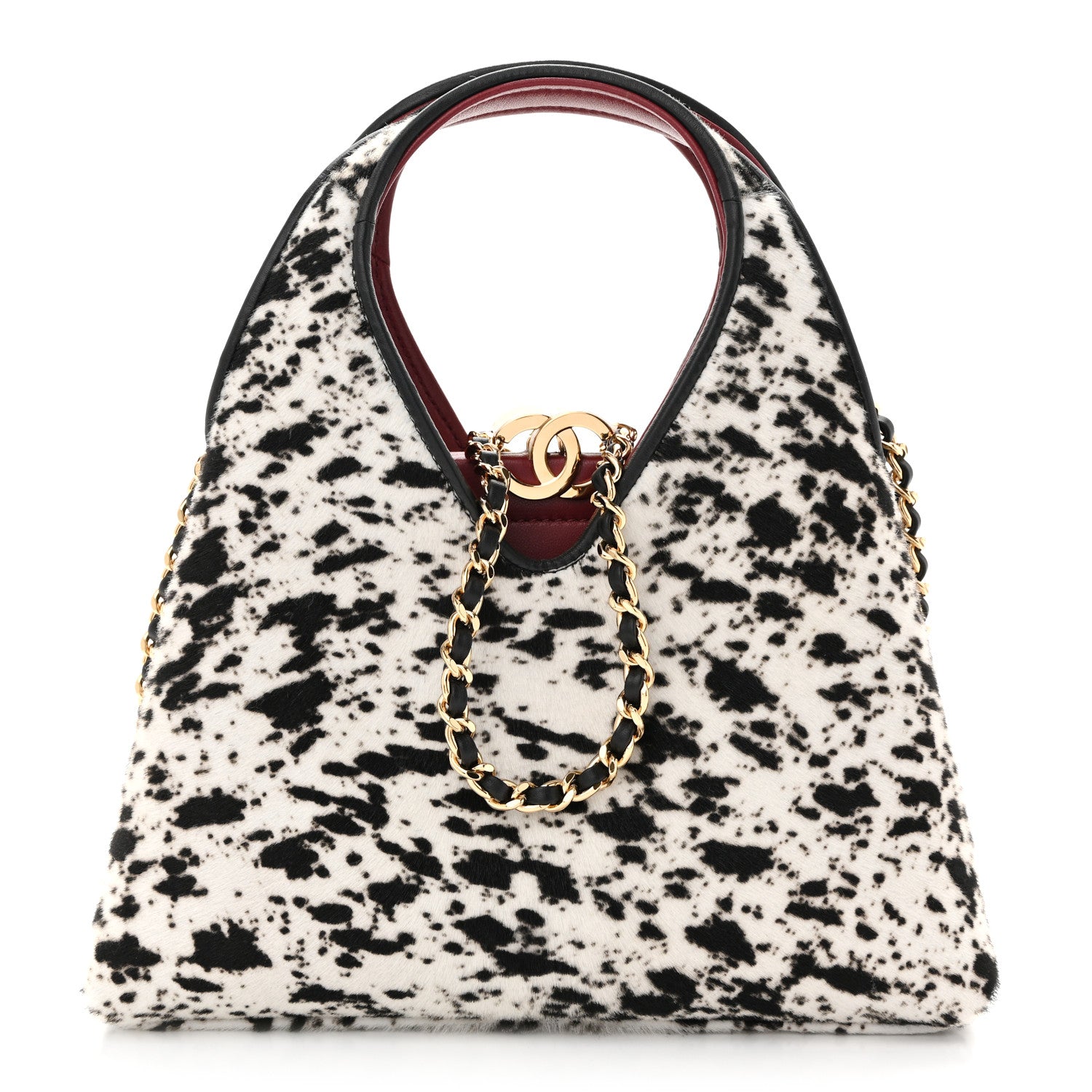 Chanel Pony Hair Printed Chic Lady Small Shopping Tote White Black 8 of 26