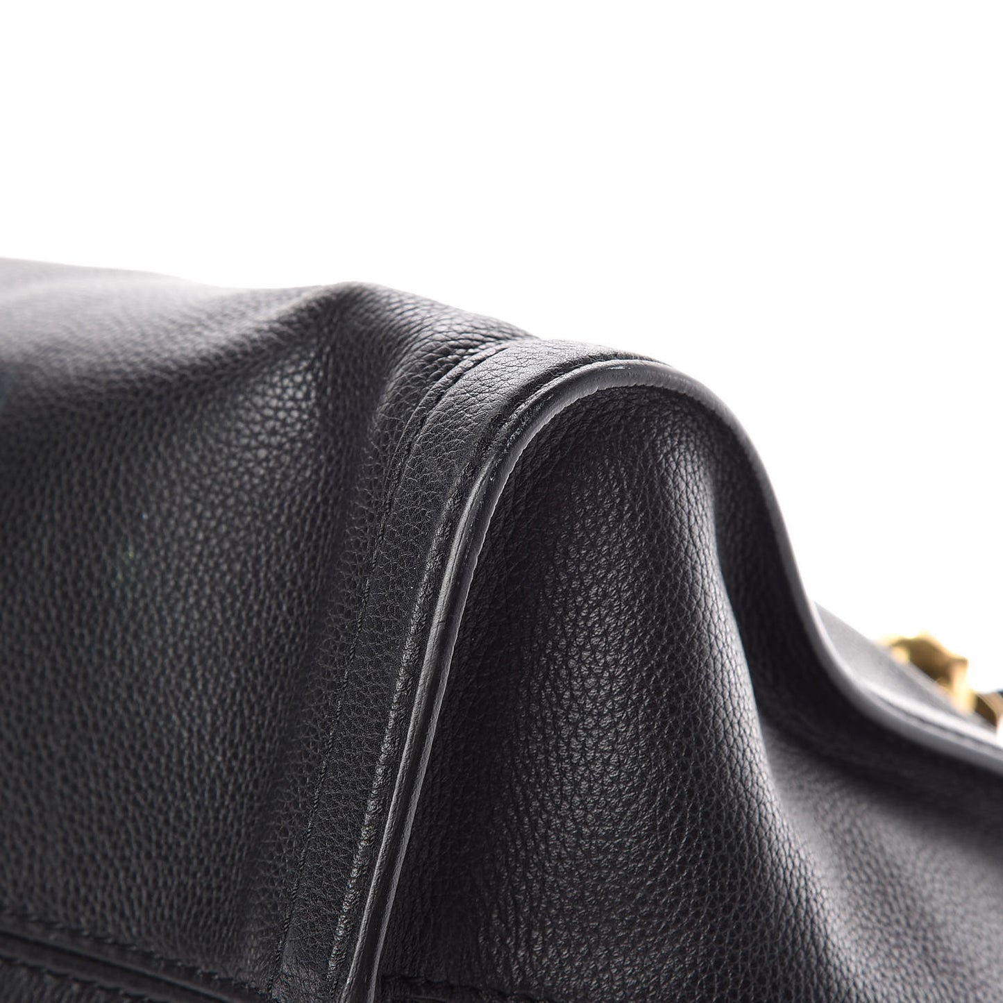 Pebbled Calfskin Large Skull Padlock Zip Around Tote Black